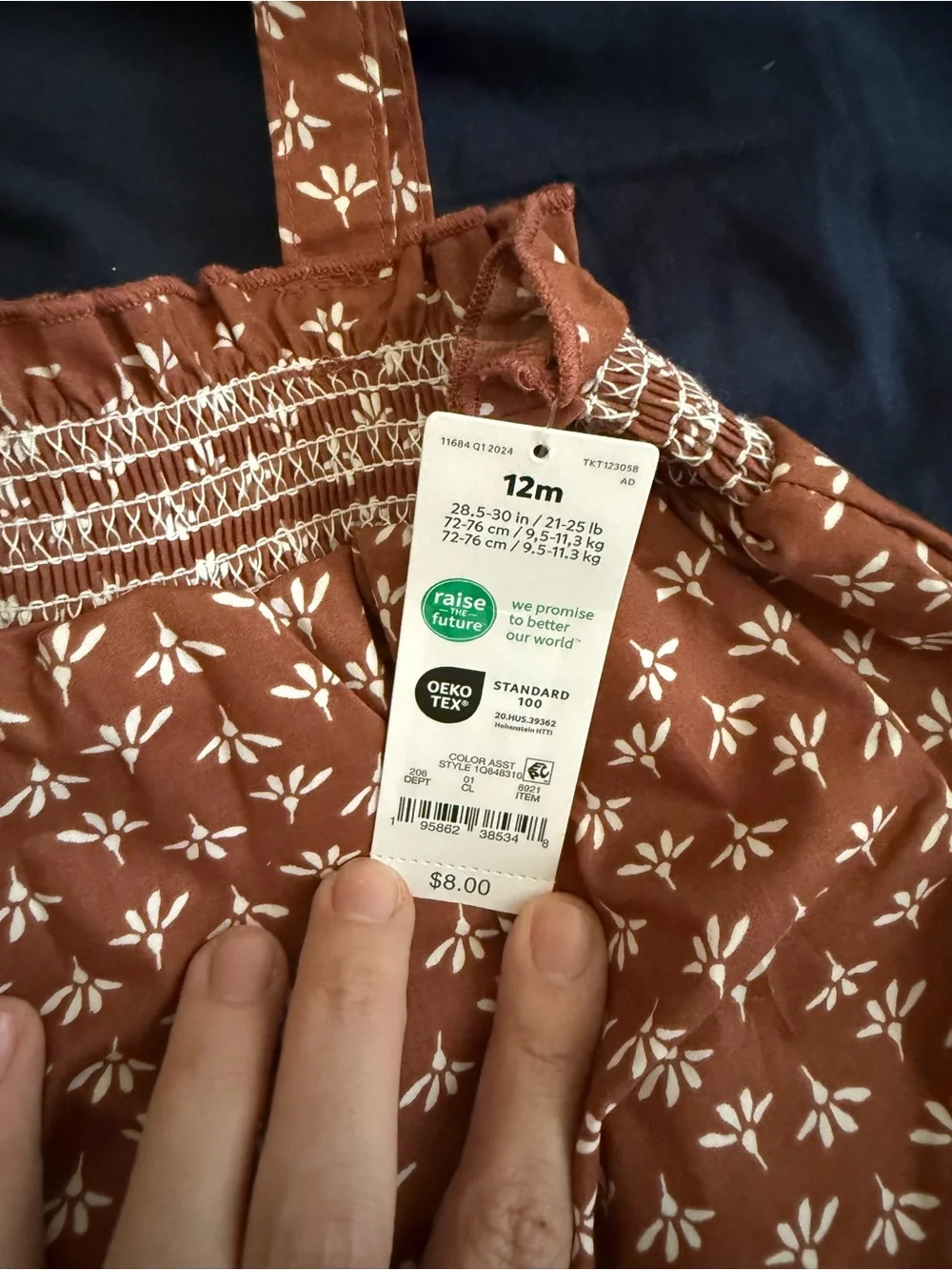 Carter's Brown Floral Smocked Diaper Cover Set